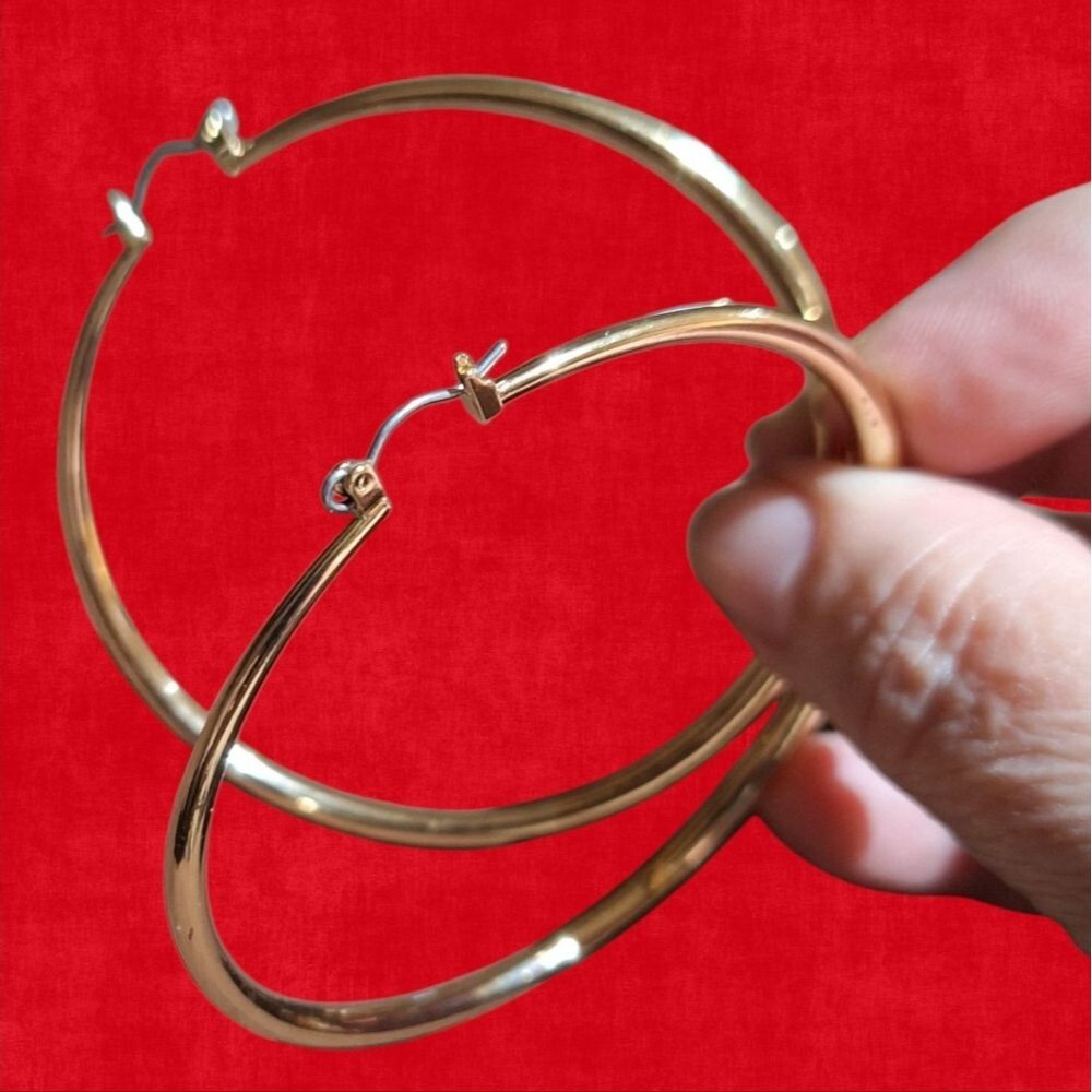 Krista Hoop Earring Gold White Mix 2-3/4"  Created For Macys